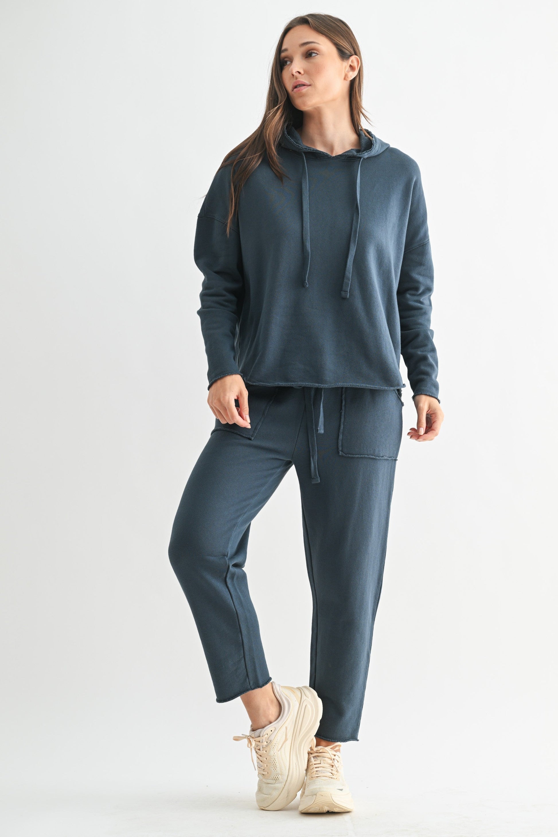  Myla Everyday Raw Edge Hoodie, Midnight Navy