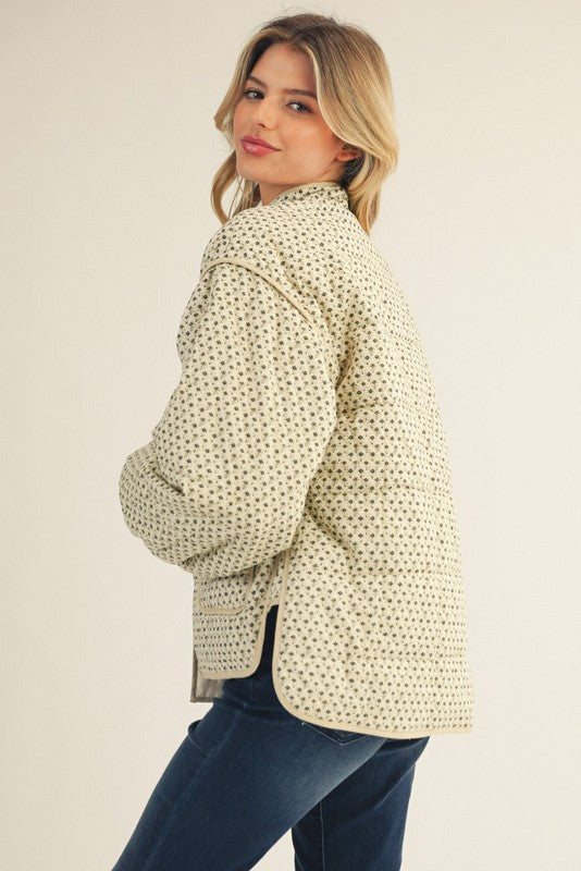  Trina Ditsy Floral Button Down Jacket, Ivory