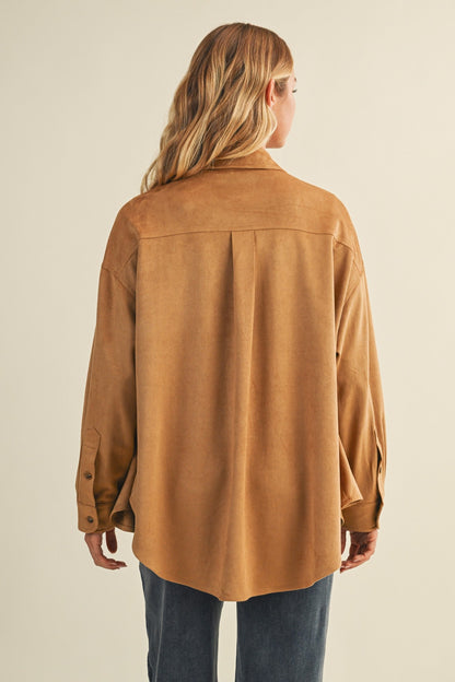  Gloria Suede Collared Shirt, Ginger