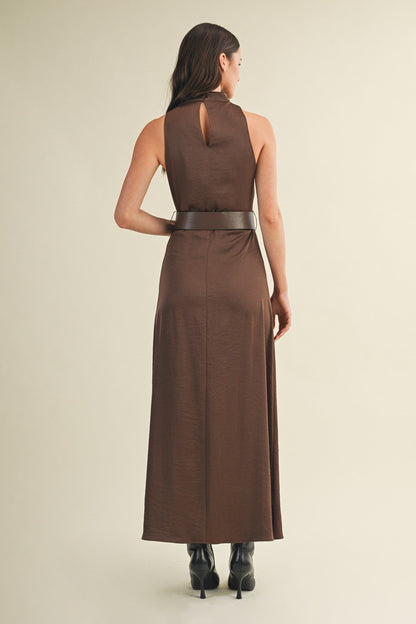  Colette Belted Maxi Dress, Dark Brown