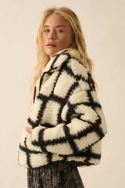  Jenna Check Print Jacket, Cream-Black
