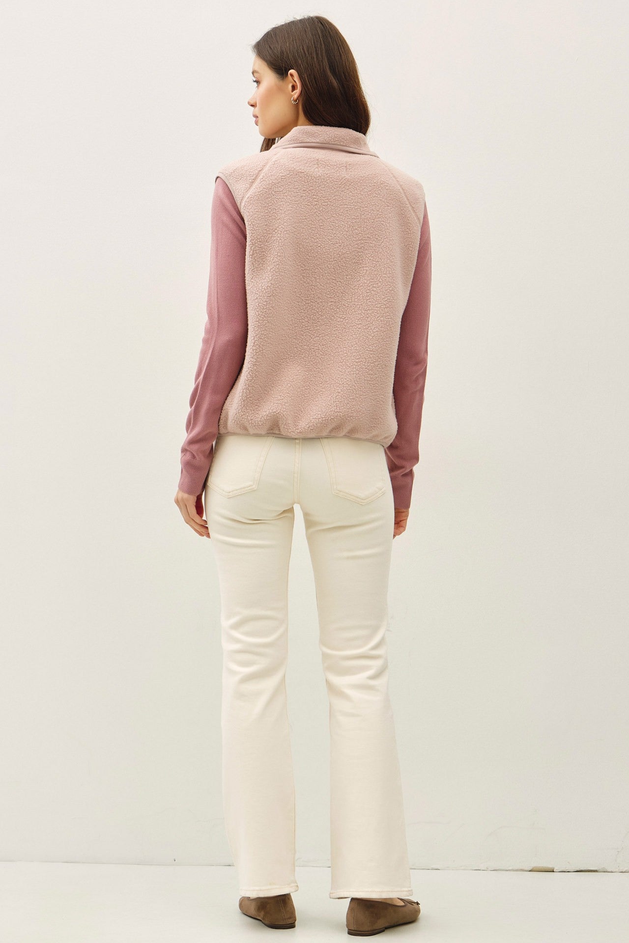 Be Cool Elena Fleece Button Up Vest, Blush