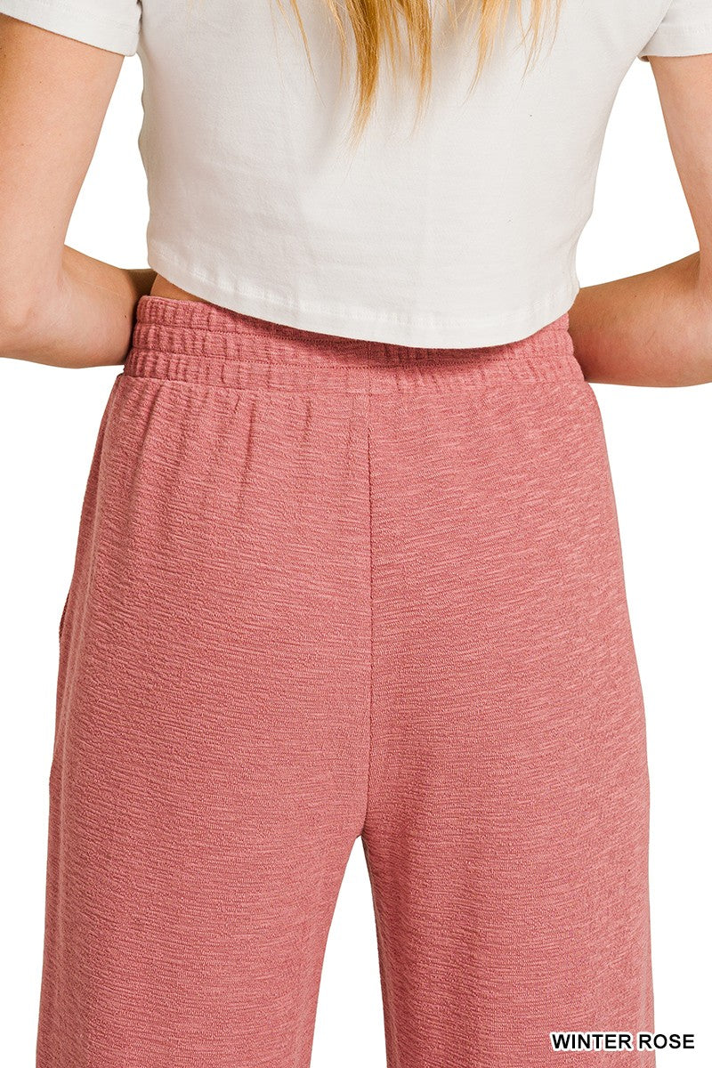  Sophie Slub Knit Pants, Winter Rose