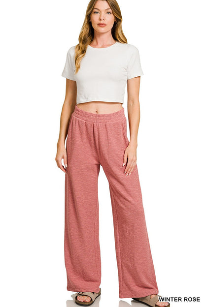  Sophie Slub Knit Pants, Winter Rose