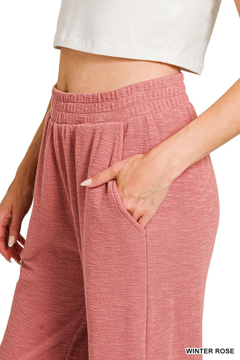  Sophie Slub Knit Pants, Winter Rose