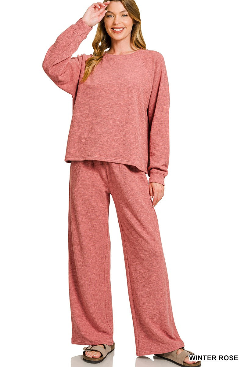  Sophie Slub Knit Pants, Winter Rose
