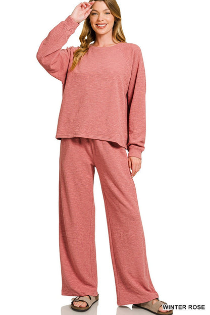  Sophie Slub Knit Pants, Winter Rose