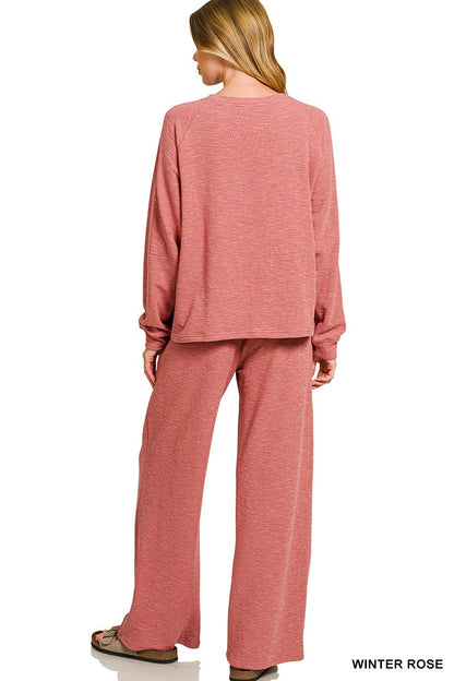  Sophie Slub Knit Pants, Winter Rose
