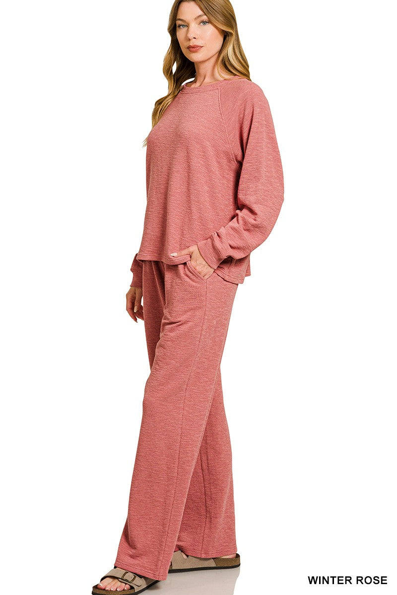  Sophie Slub Knit Pants, Winter Rose