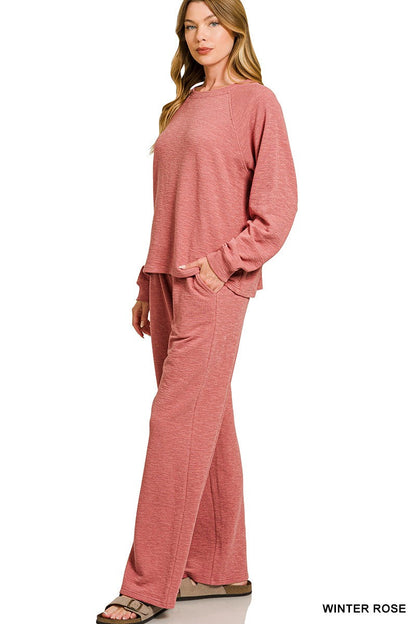  Sophie Slub Knit Pants, Winter Rose