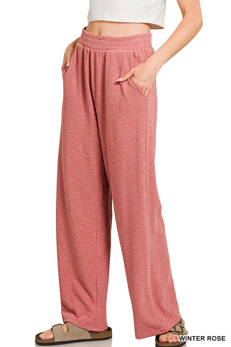  Sophie Slub Knit Pants, Winter Rose