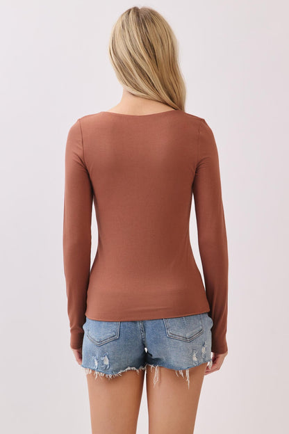  Della Layered Round Neck Top, Nutshell