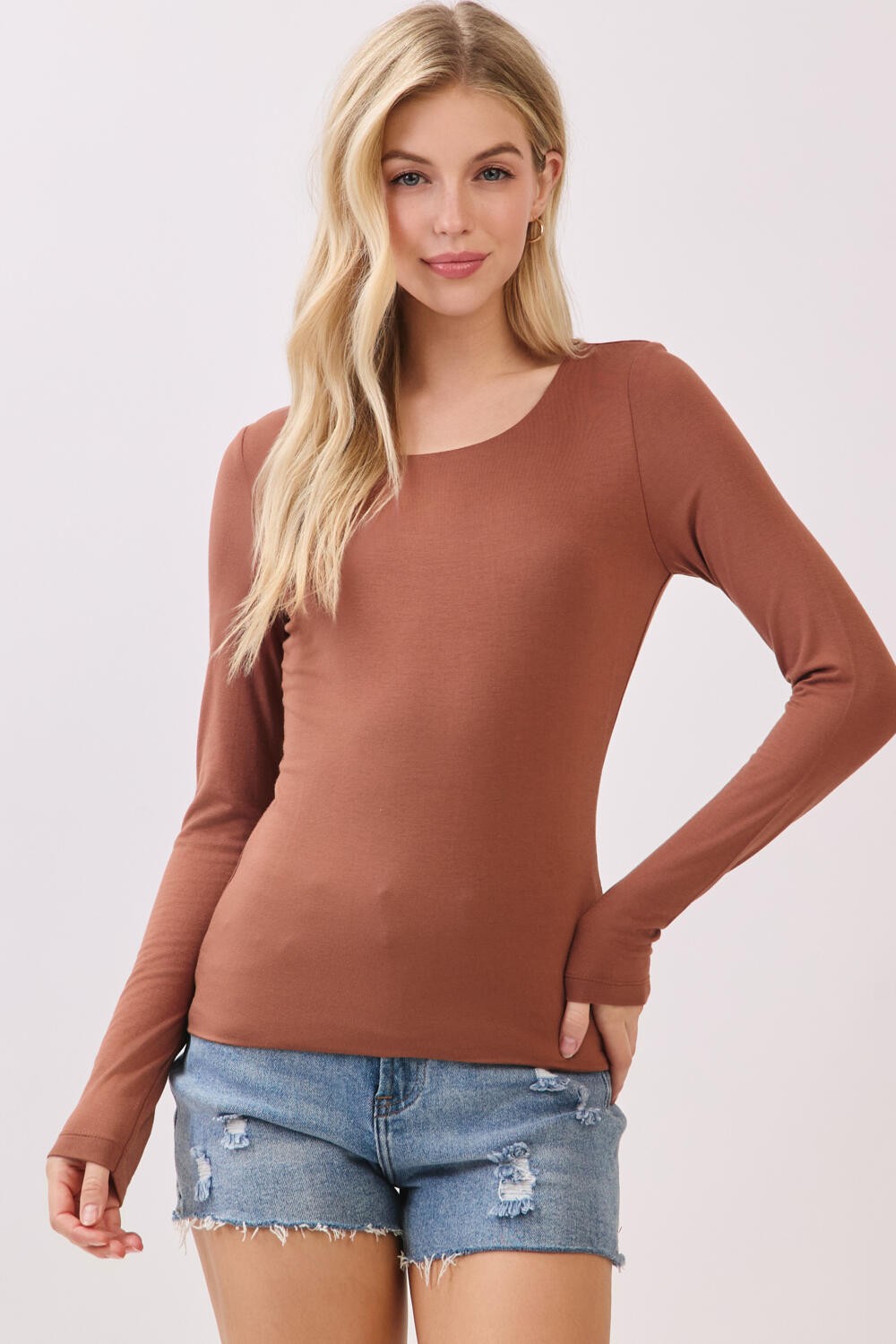  Della Layered Round Neck Top, Nutshell