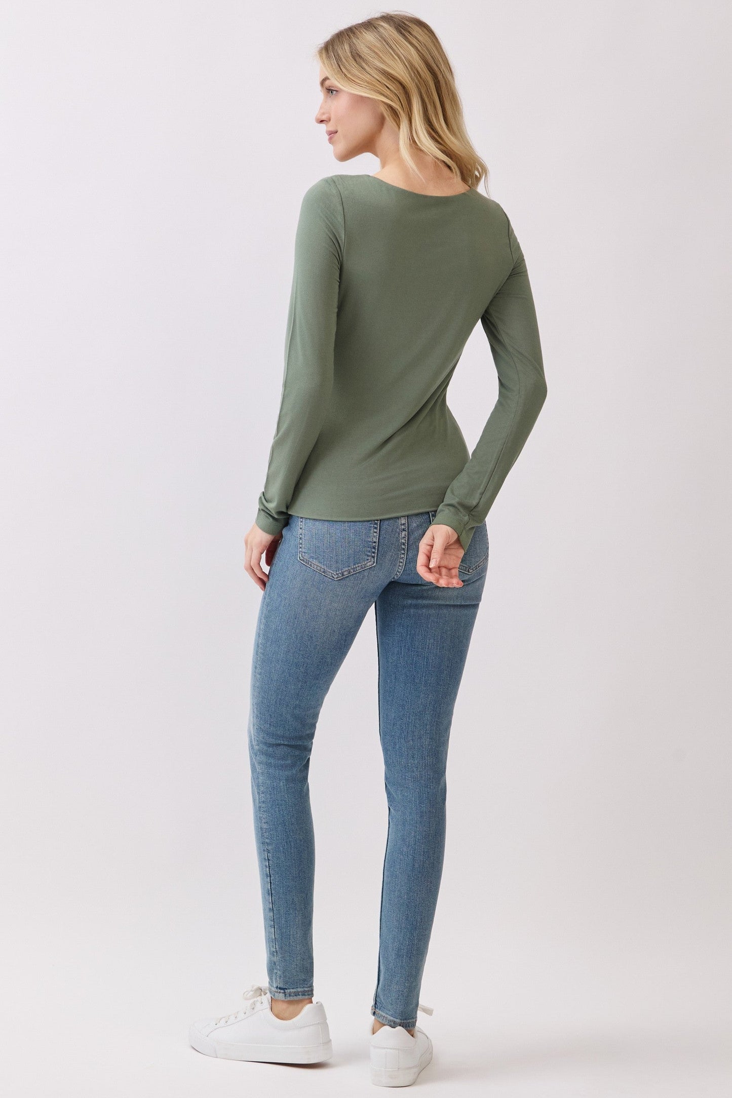  Della Layered Round Neck Top, Olive
