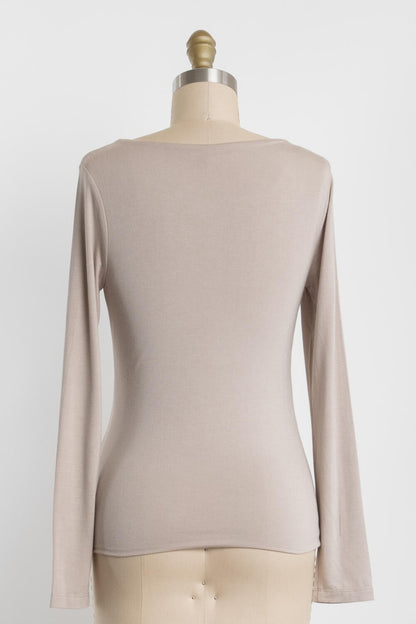  Della Layered Round Neck Top, Fog