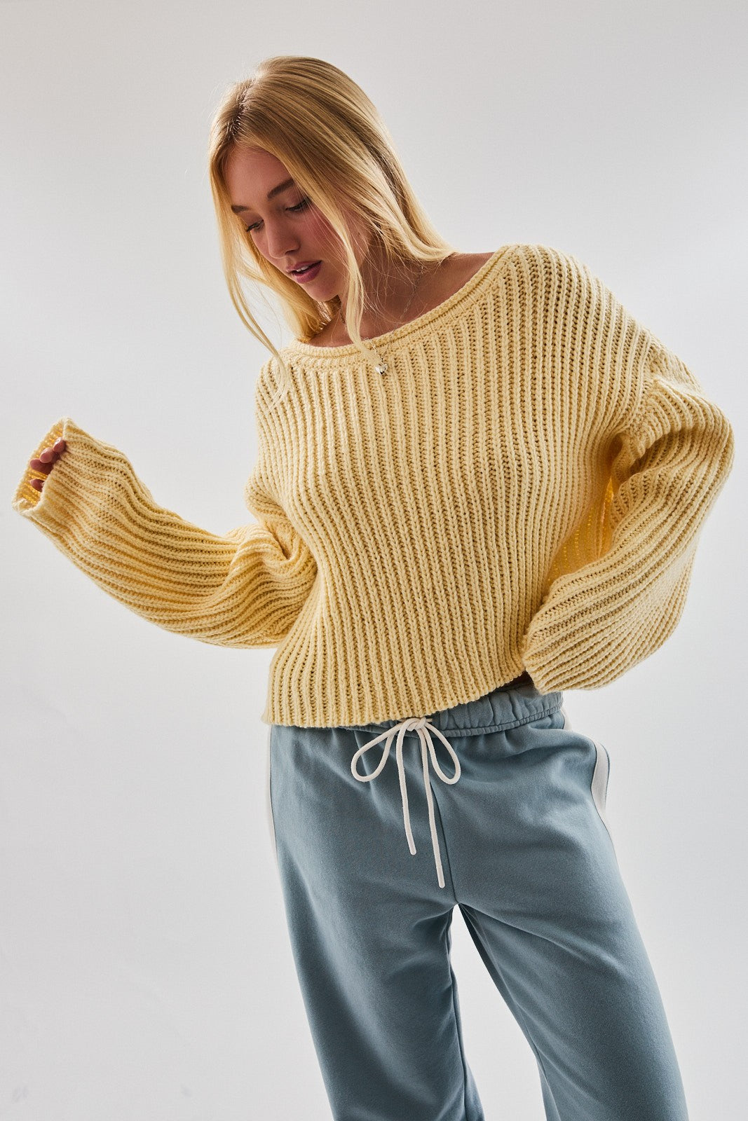  Waverly Cropped Sweater In Light Yellow