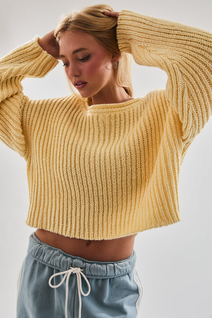  Waverly Cropped Sweater In Light Yellow
