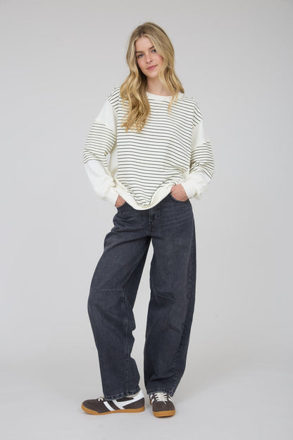  Livvy Contrast Stripe Knit Top, Ivory