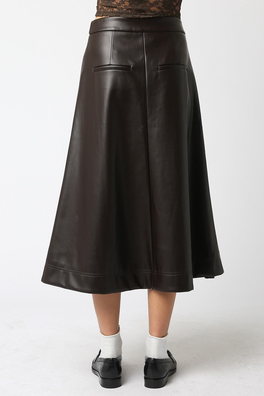  Carter Faux Leather Midi Skirt, Dark Chocolate