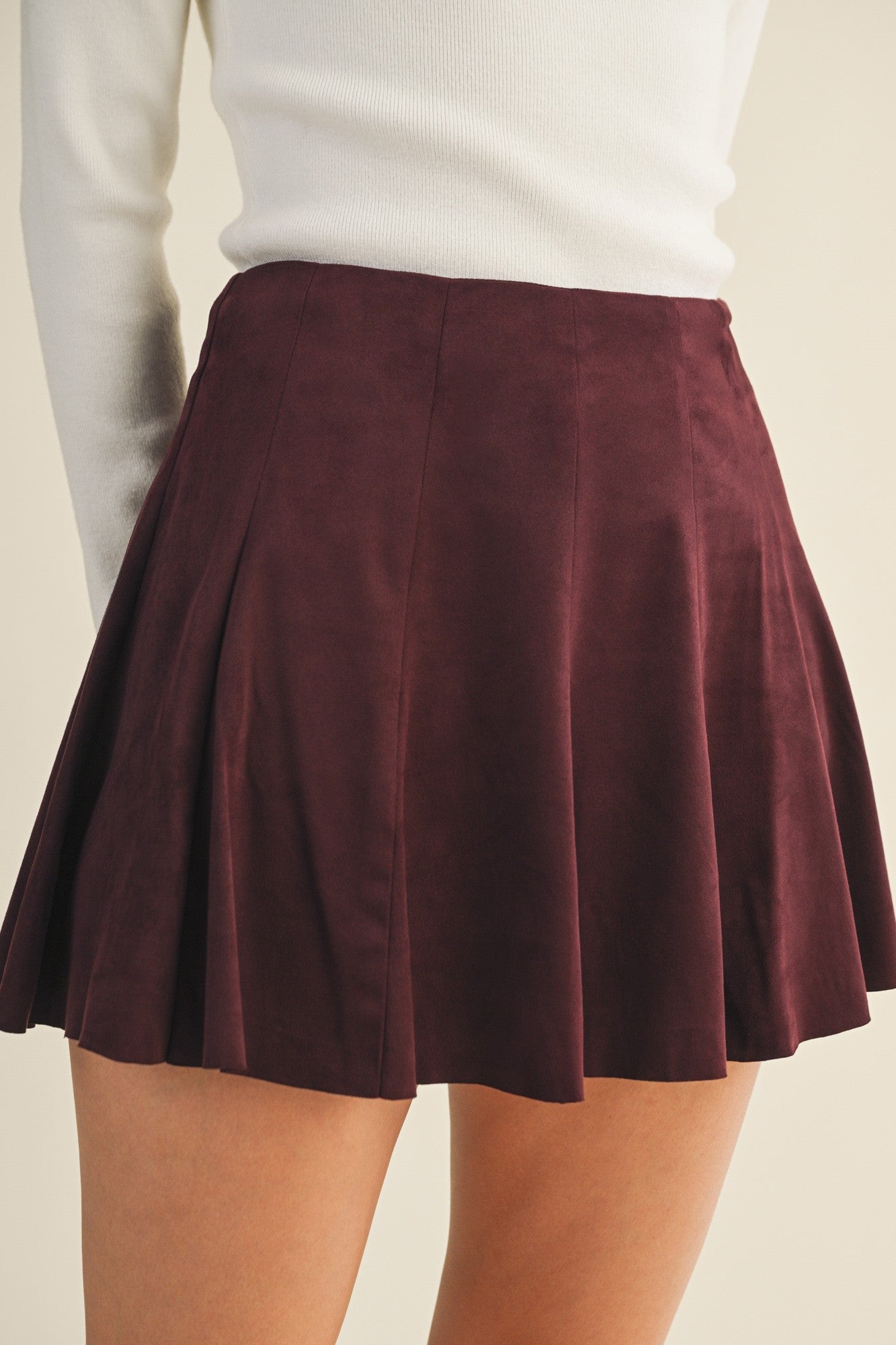  Oaklyn Suede Flared Skort, Merlot