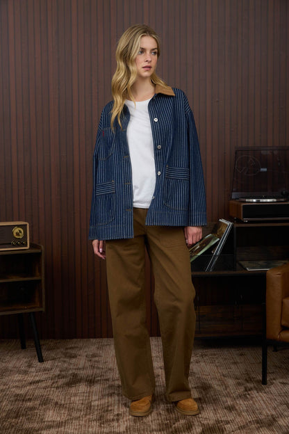  Sheldon Striped Denim Jacket, Indigo