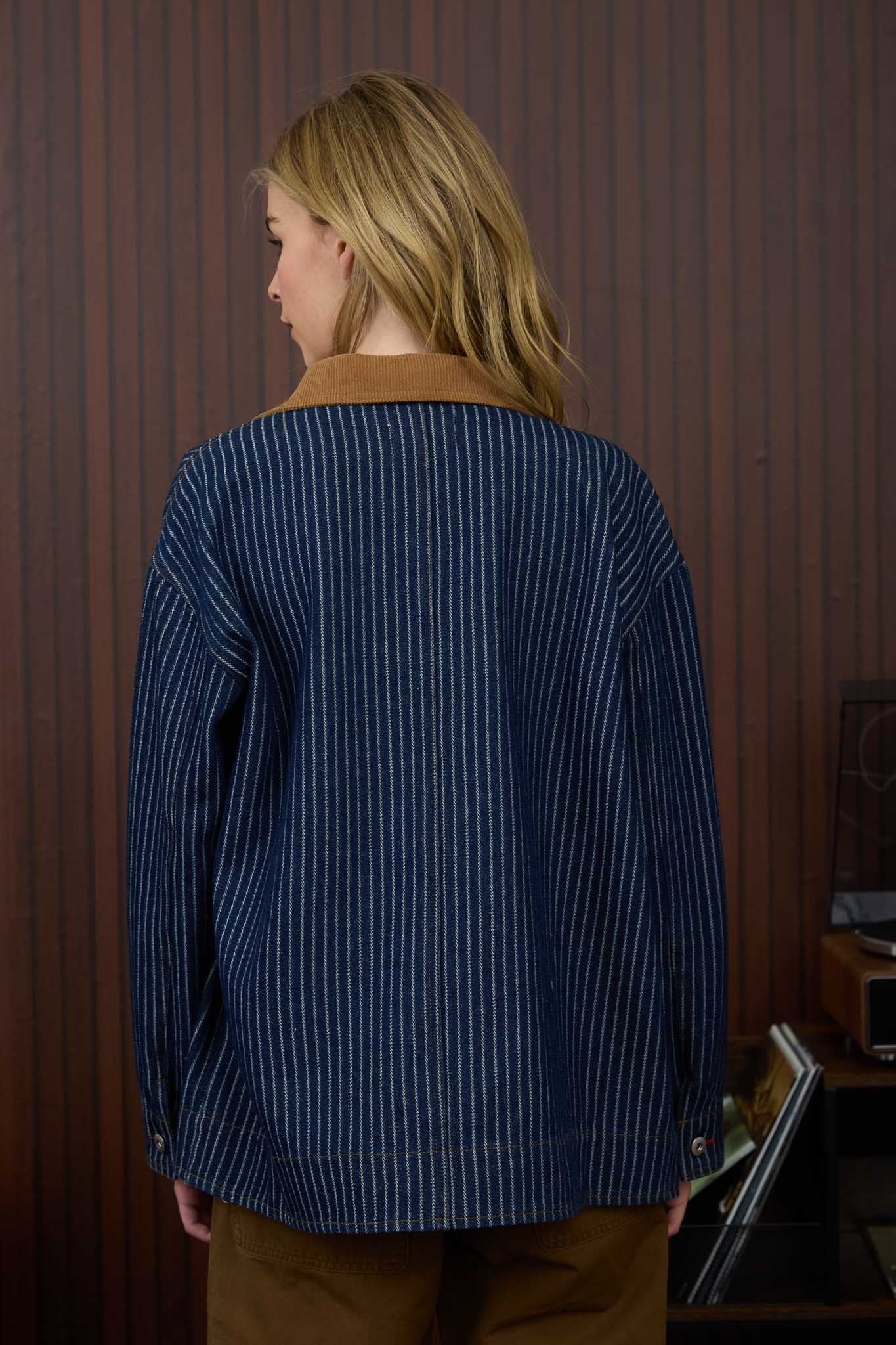  Sheldon Striped Denim Jacket, Indigo