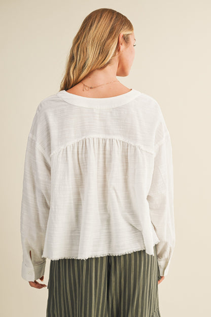  Cove Raw Edge Blouse, White