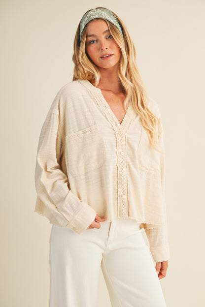  Cove Raw Edge Blouse, Oatmeal