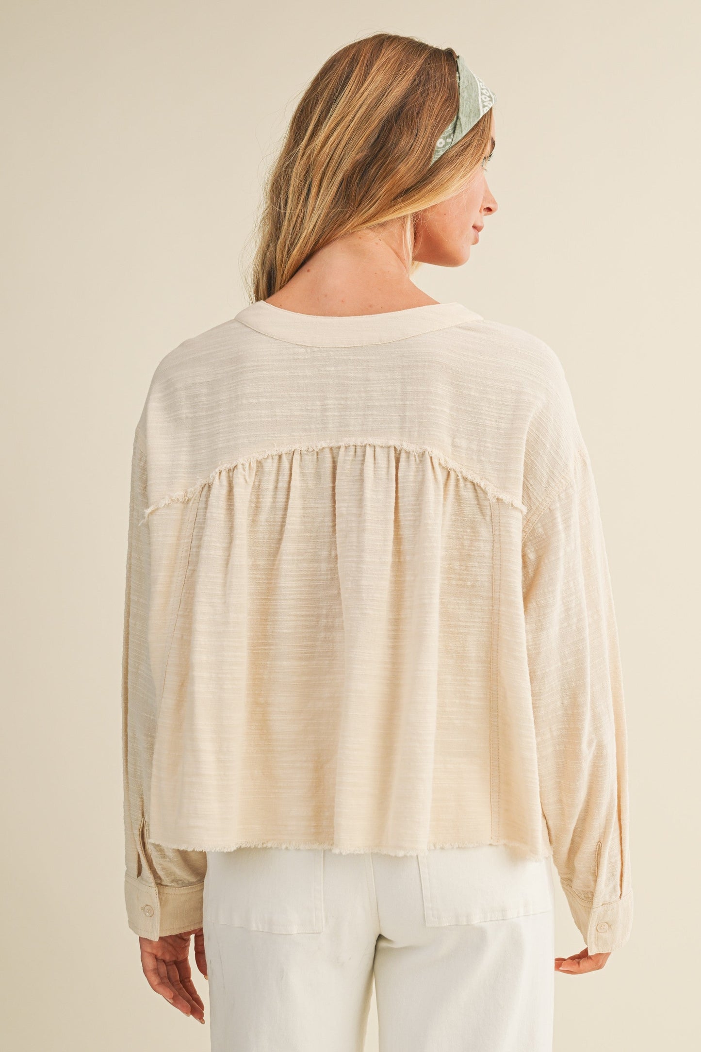  Cove Raw Edge Blouse, Oatmeal