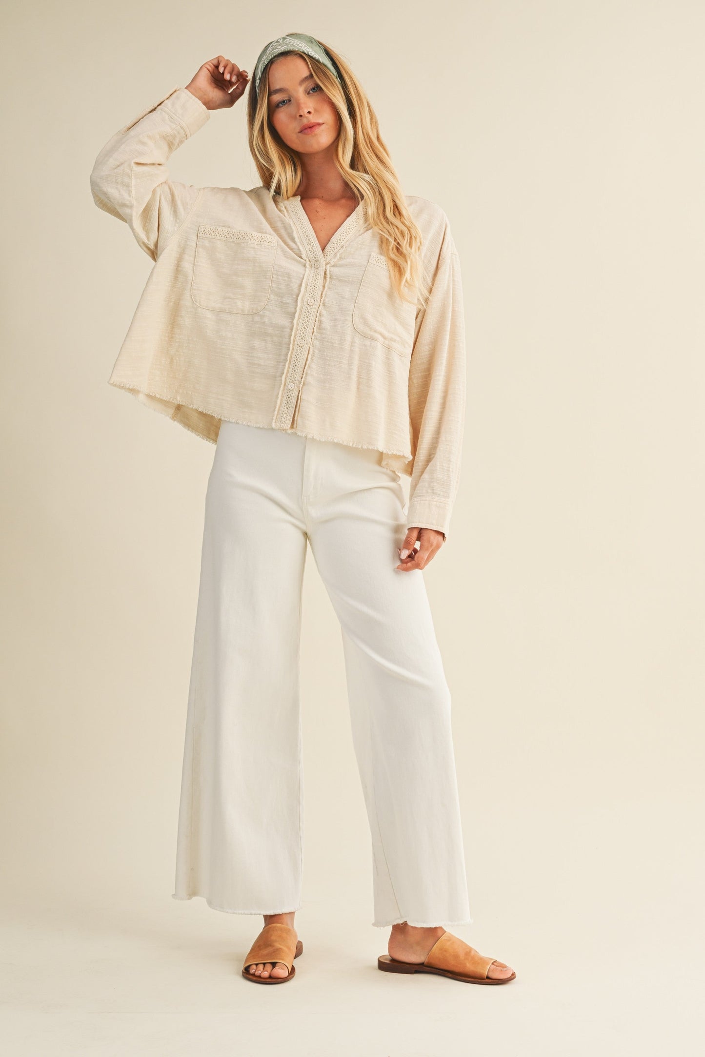  Cove Raw Edge Blouse, Oatmeal