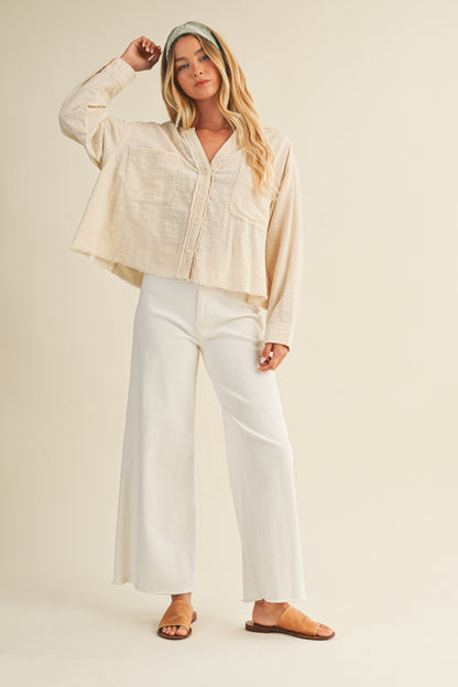  Cove Raw Edge Blouse, Oatmeal