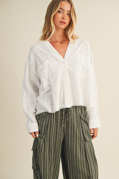  Cove Raw Edge Blouse, White