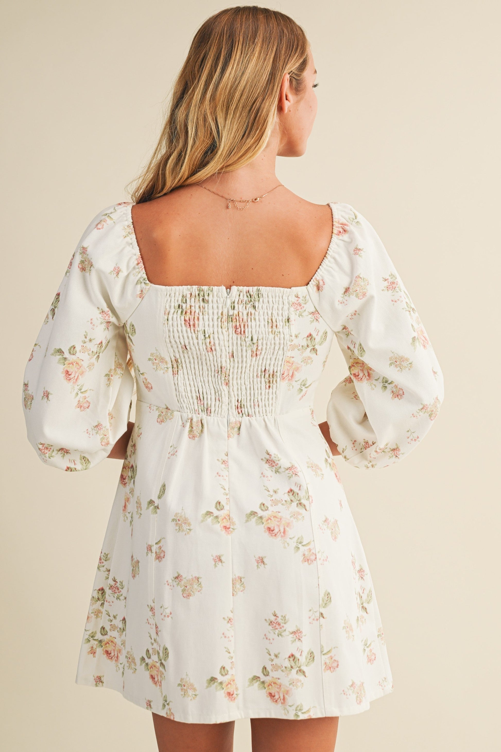  Evelynn Floral Dress, White