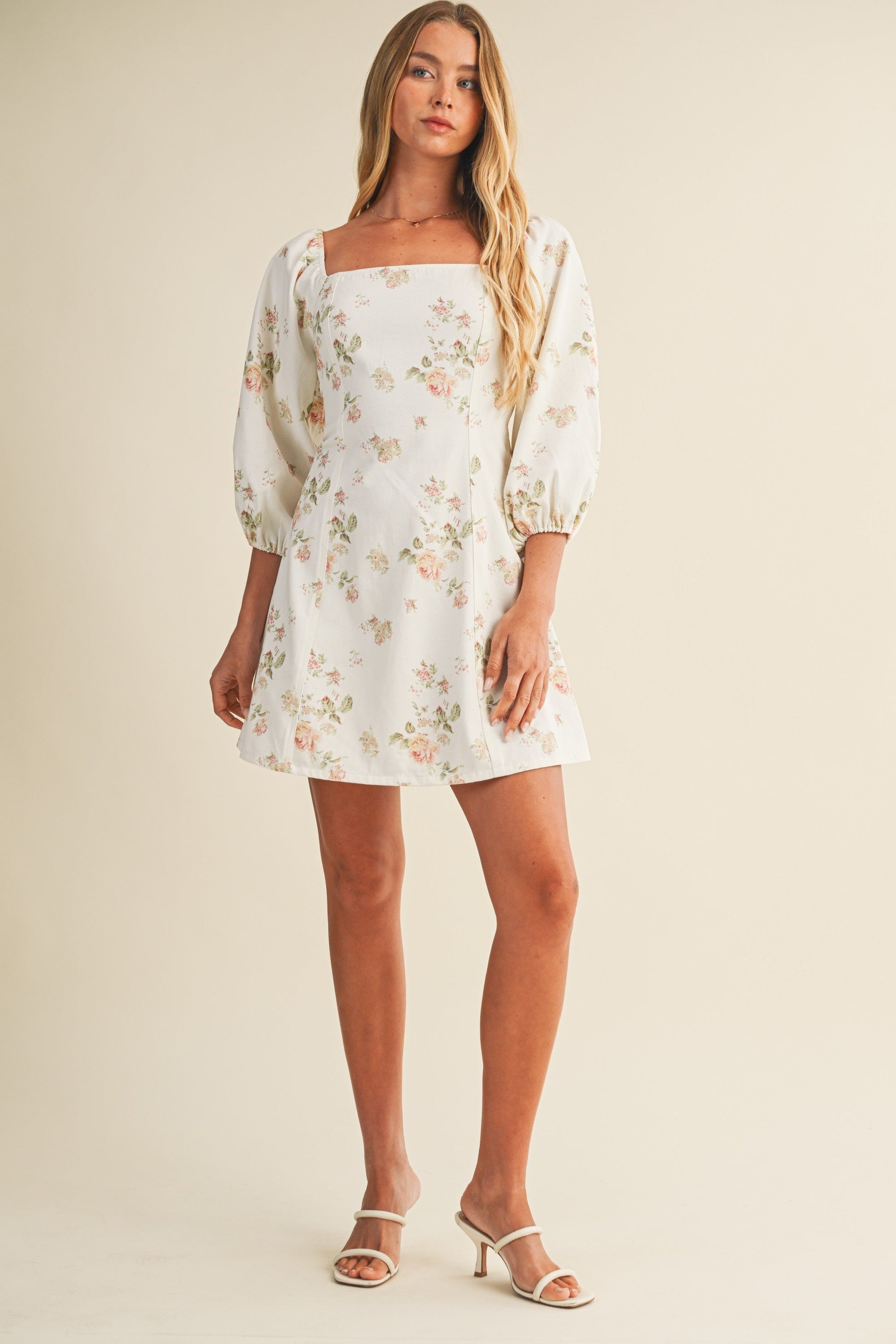  Evelynn Floral Dress, White