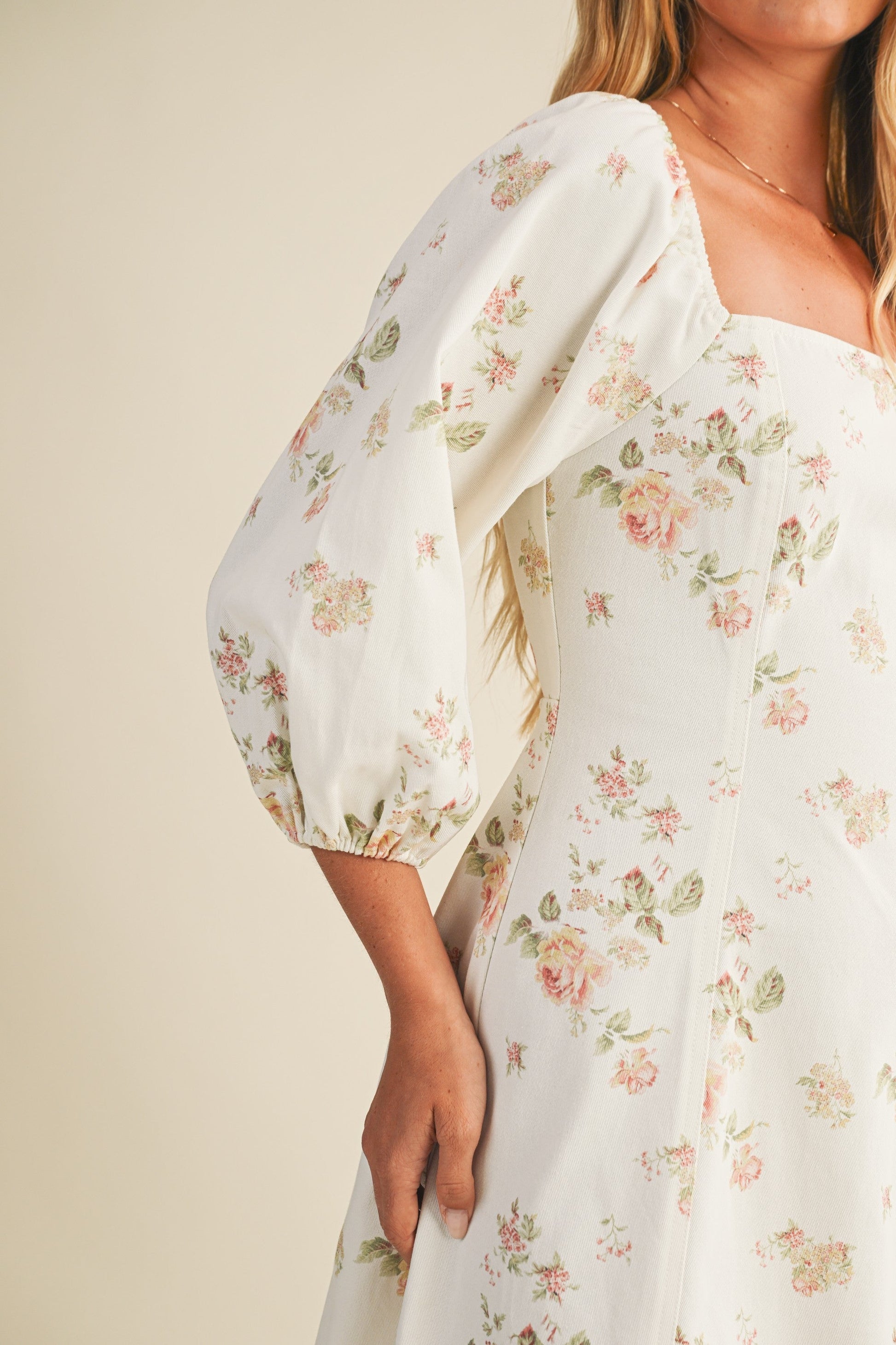  Evelynn Floral Dress, White
