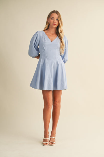  Vivienne Puff Sleeve Dress, Cloud Blue