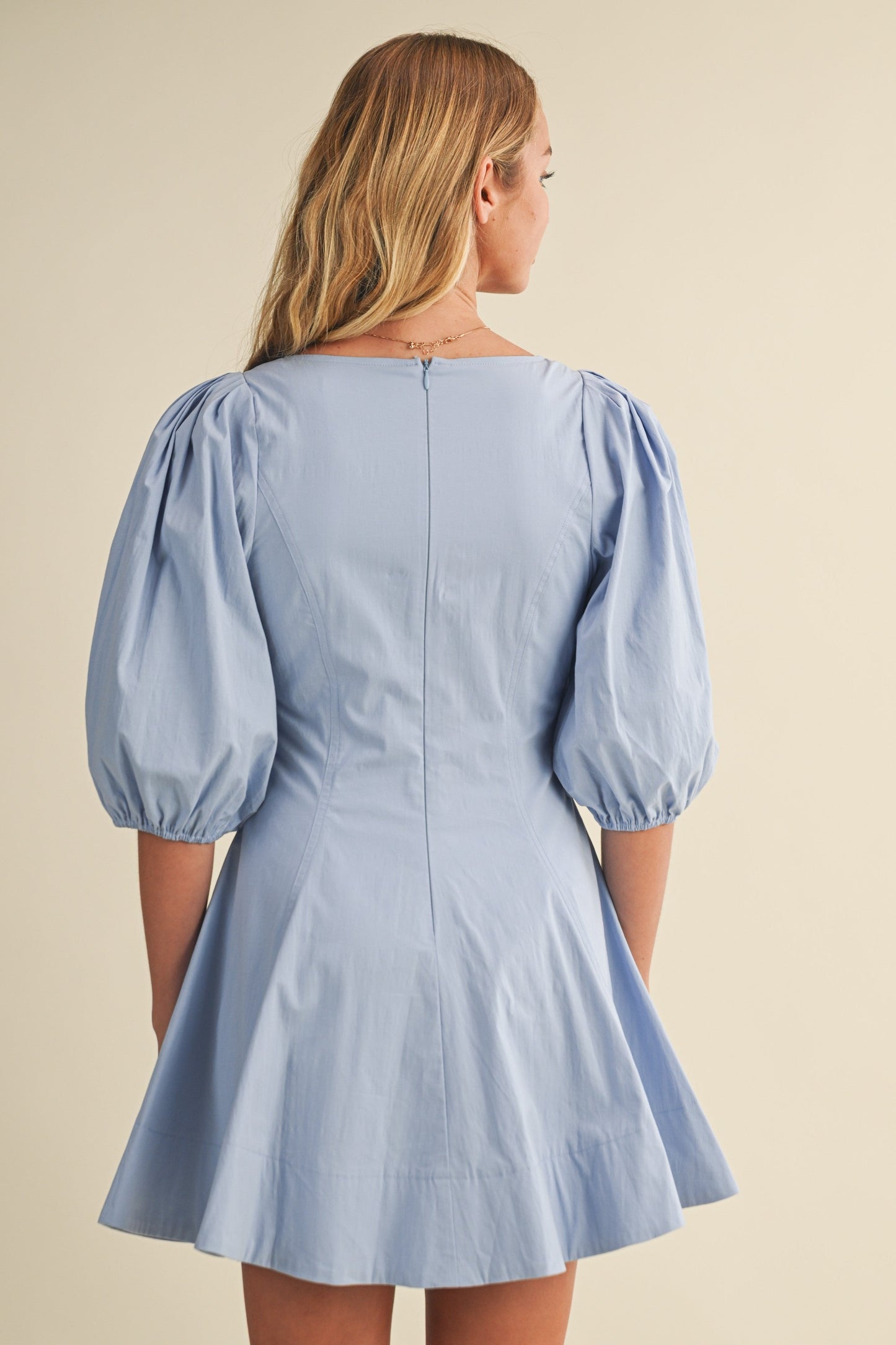  Vivienne Puff Sleeve Dress, Cloud Blue