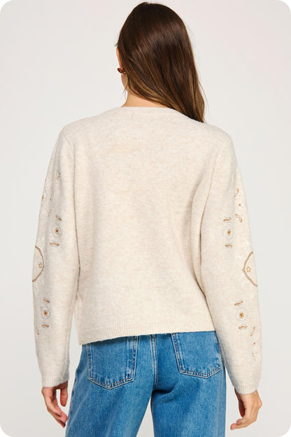  Amber Soft Knit Cardigan, Oatmeal