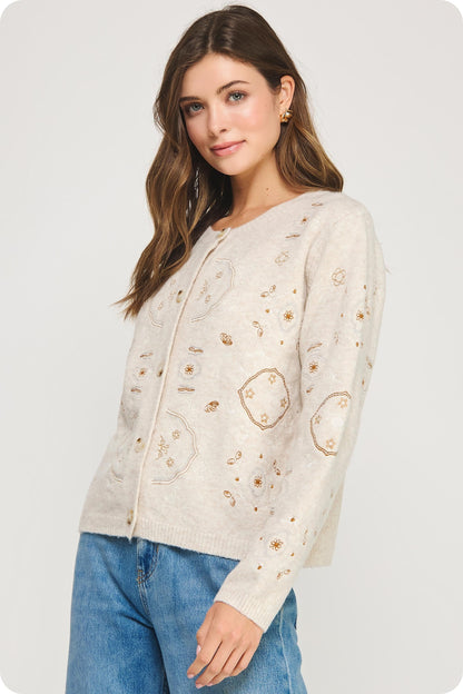  Amber Soft Knit Cardigan, Oatmeal