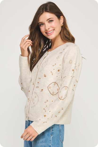  Amber Soft Knit Cardigan, Oatmeal