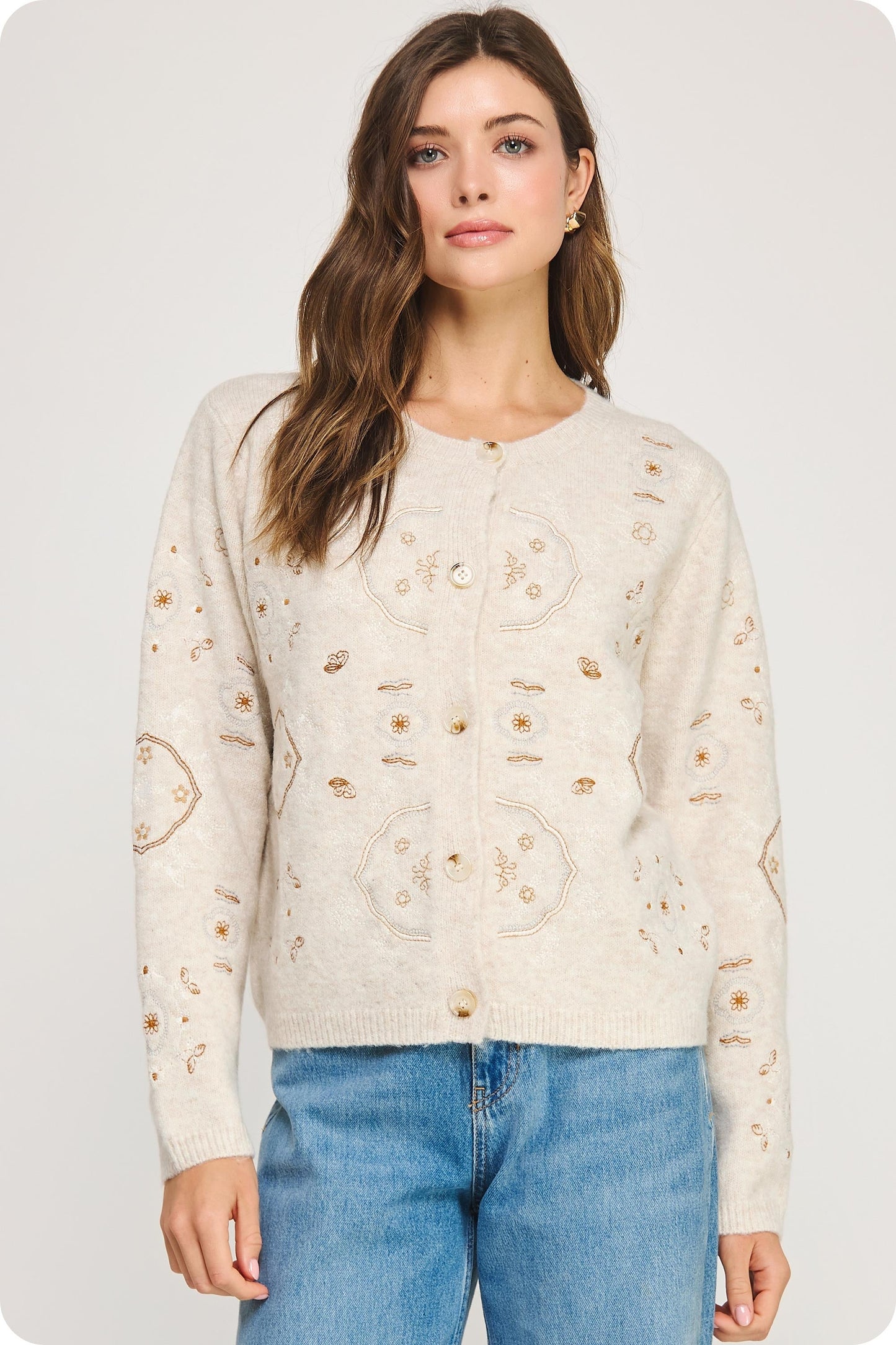  Amber Soft Knit Cardigan, Oatmeal
