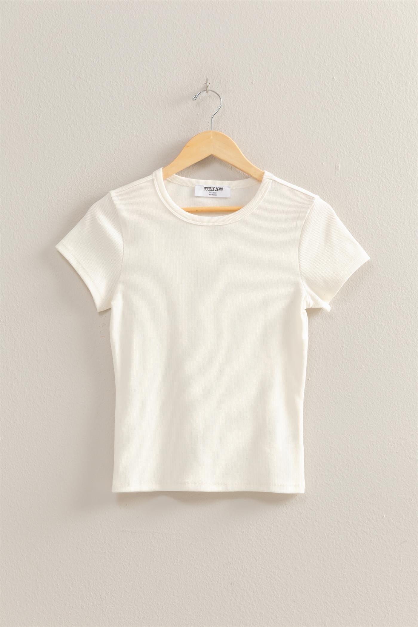  Emerson Rib Knit Tee, Off White