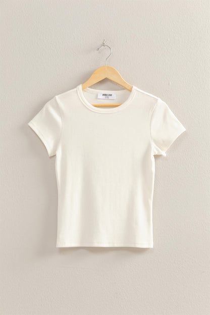  Emerson Rib Knit Tee, Off White