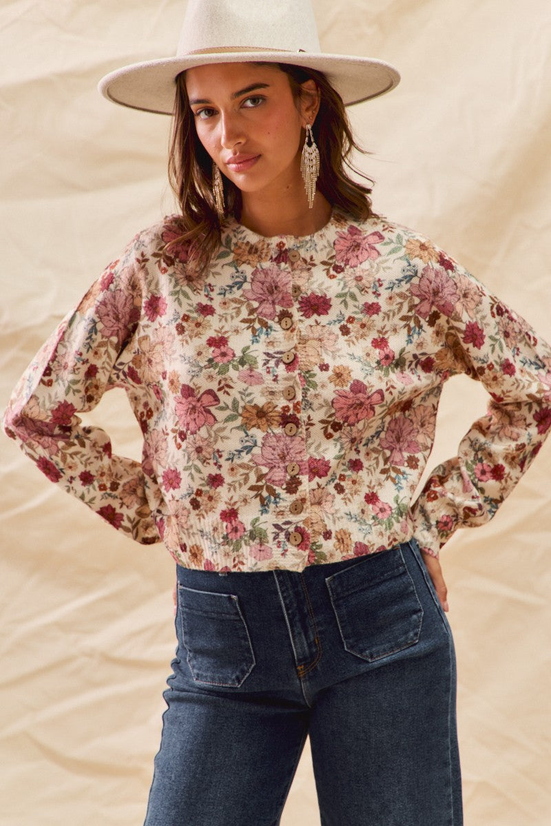  Masie Sweater Cardigan, Clay Rose