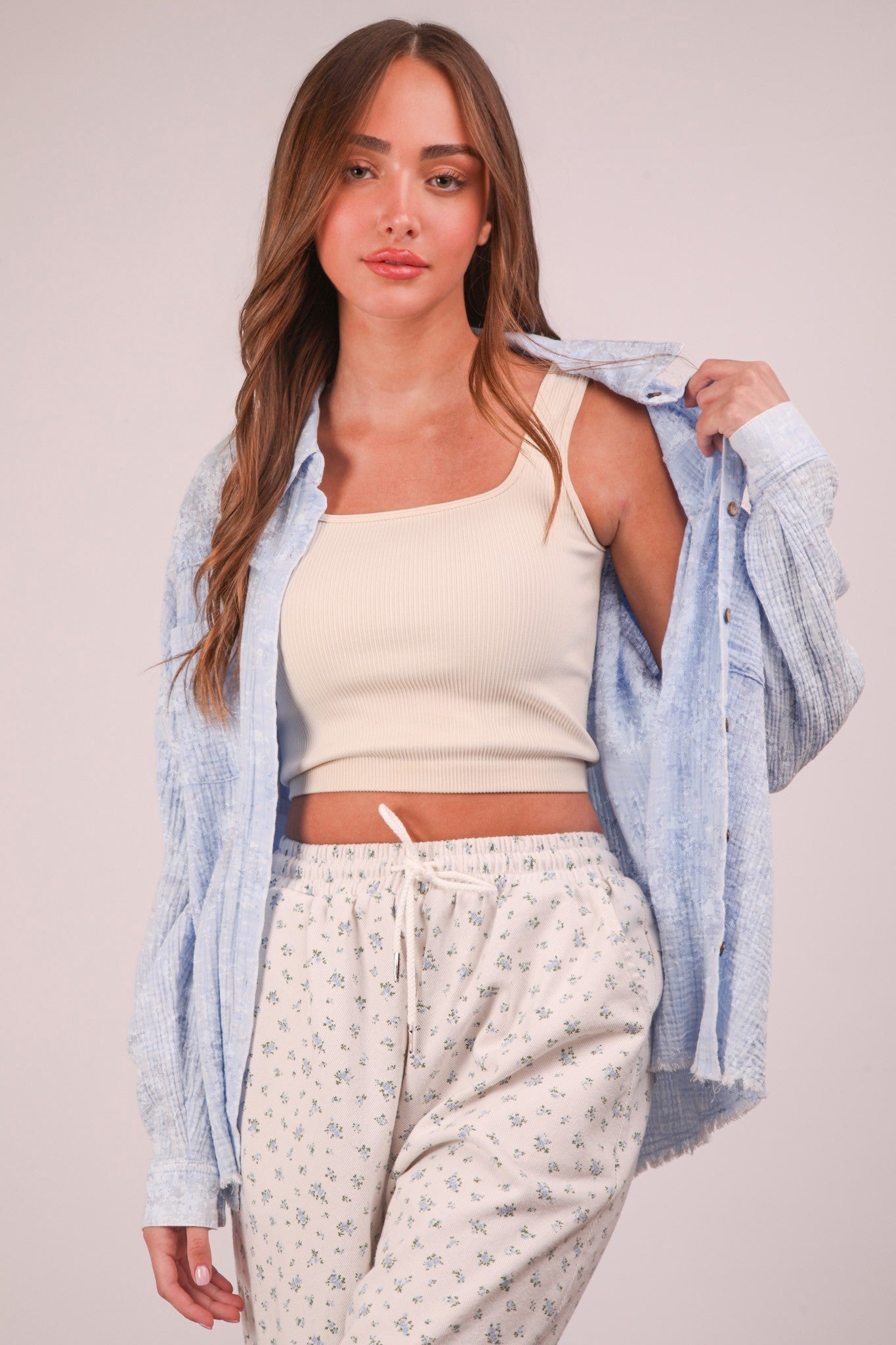  Dakota Floral Cotton Parachute Pants, White