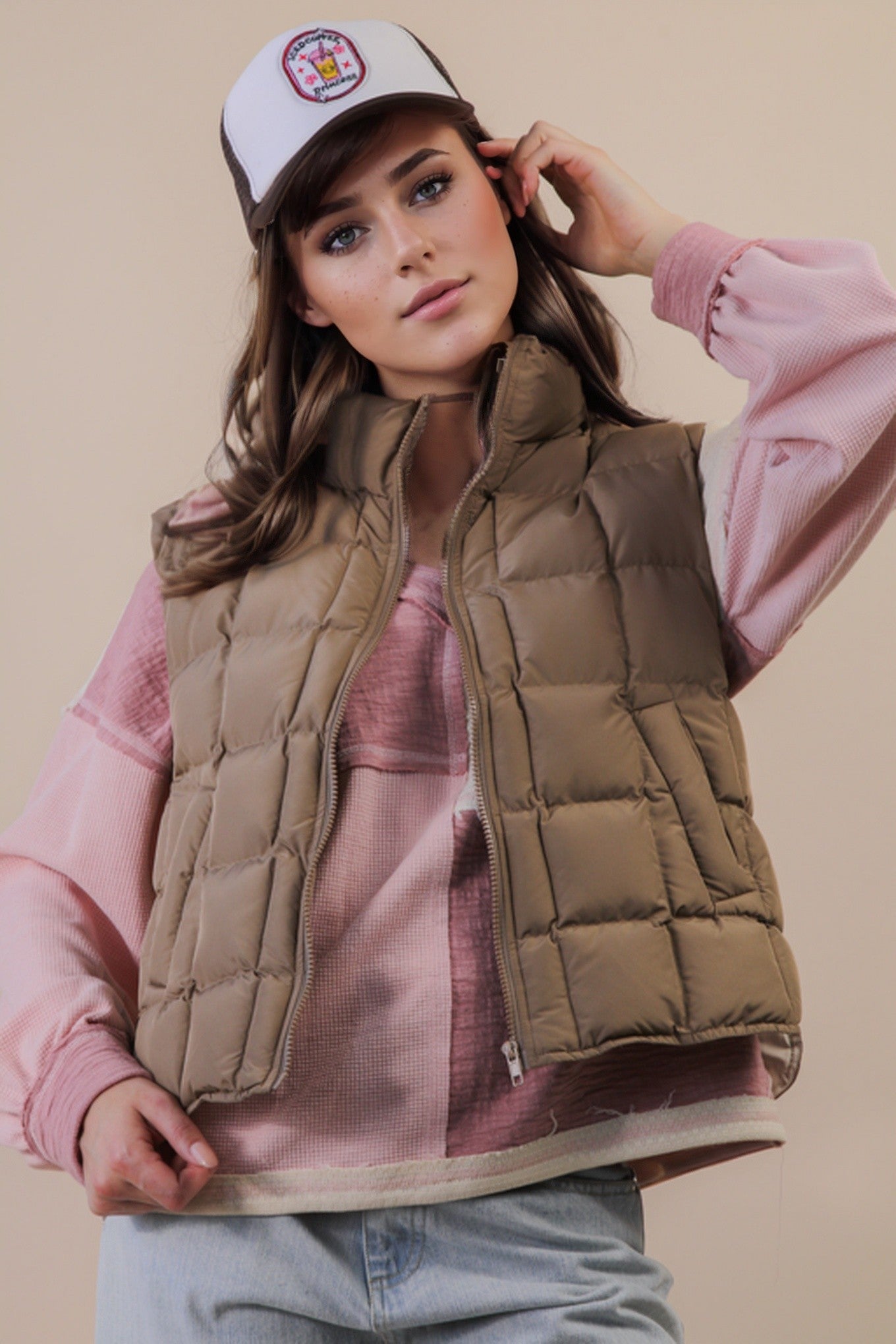  Natasha Puffer Vest, Mocha