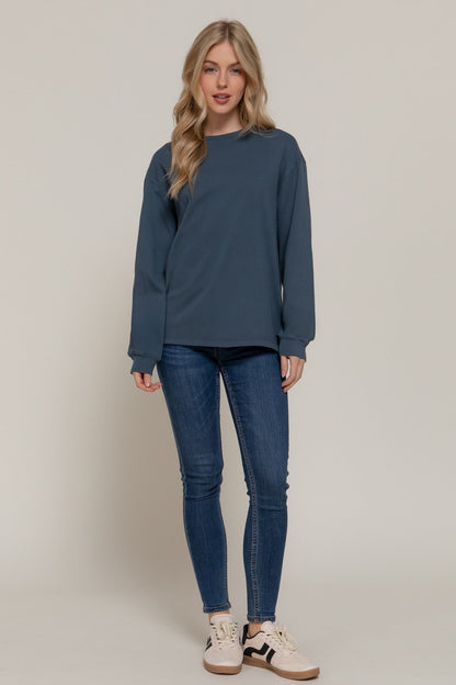  Raine Round Neck Garment Dye Tee, Ink Navy