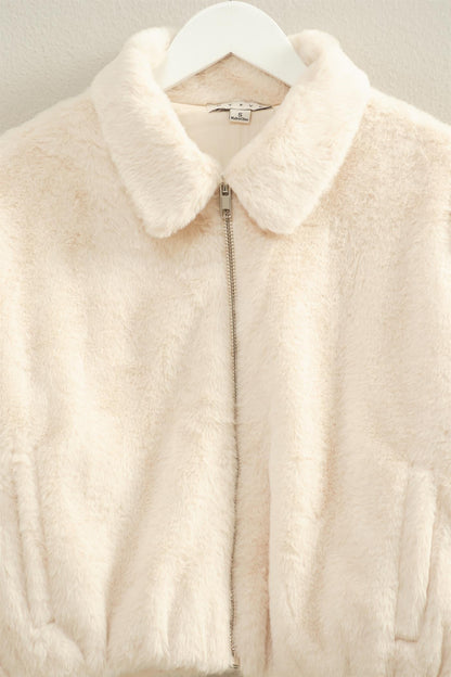  Irene Faux Fur Jacket, Cream