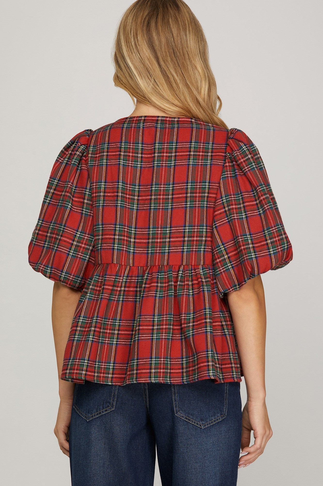  Marjorie Plaid Top, Red
