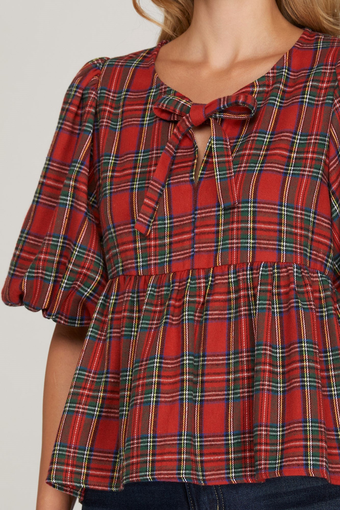  Marjorie Plaid Top, Red